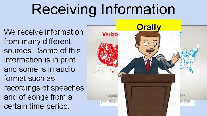 Receiving Information We receive information from many different sources. Some of this information is