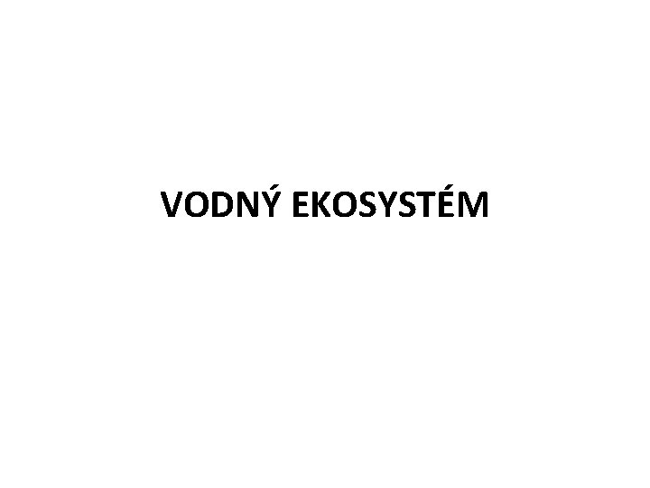 VODNÝ EKOSYSTÉM 