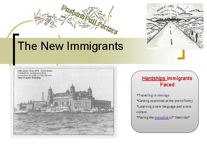 The New Immigrants Hardships Immigrants Faced • Traveling in steerage • Getting examined at