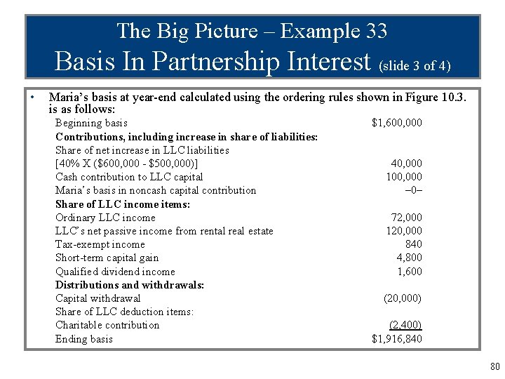 The Big Picture – Example 33 Basis In Partnership Interest (slide 3 of 4)