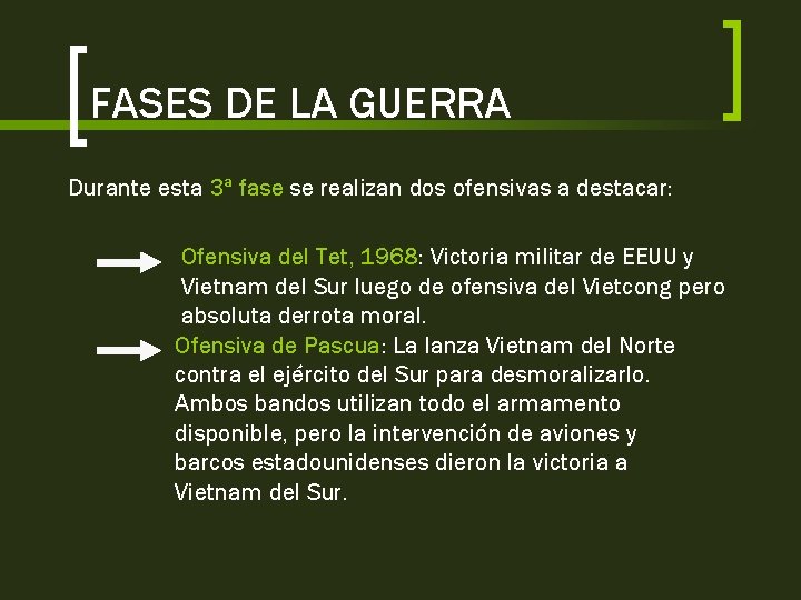 FASES DE LA GUERRA Durante esta 3ª fase se realizan dos ofensivas a destacar:
