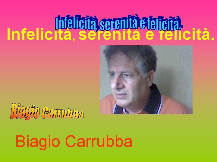 Infelicità, serenità e felicità. Biagio Carrubba 