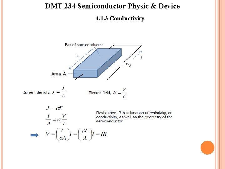DMT 234 Semiconductor Physic & Device 4. 1. 3 Conductivity DMT 234 Semiconductor Physic & Device 4. 1. 3 Conductivity