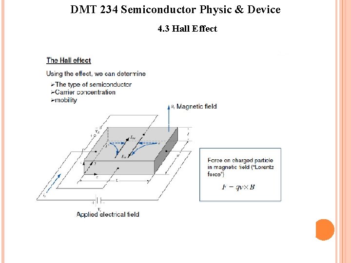 DMT 234 Semiconductor Physic & Device 4. 3 Hall Effect DMT 234 Semiconductor Physic & Device 4. 3 Hall Effect