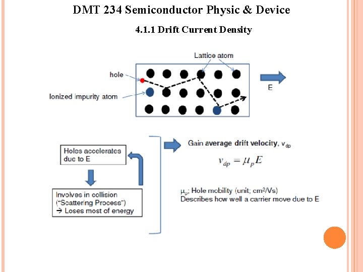 DMT 234 Semiconductor Physic & Device 4. 1. 1 Drift Current Density DMT 234 Semiconductor Physic & Device 4. 1. 1 Drift Current Density
