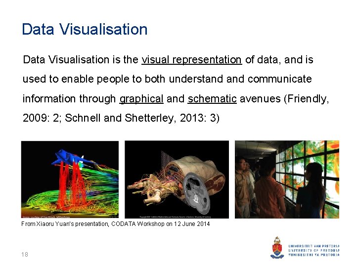 Data Visualisation is the visual representation of data, and is used to enable people