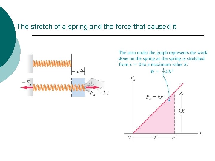 The stretch of a spring and the force that caused it 