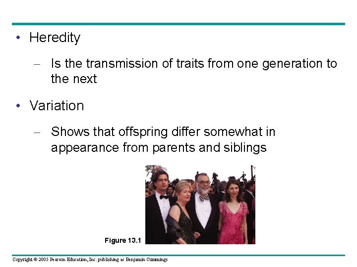  • Heredity – Is the transmission of traits from one generation to the