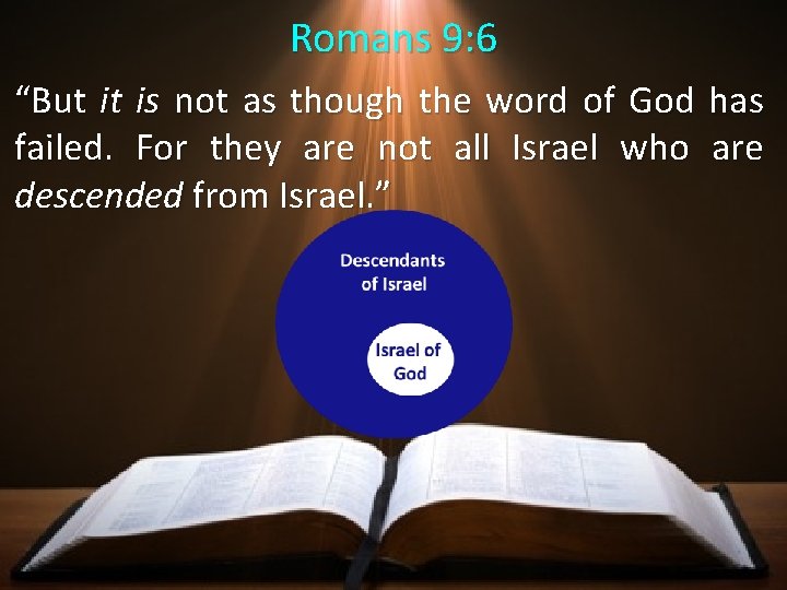Romans 9: 6 “But it is not as though the word of God failed. Romans 9: 6 “But it is not as though the word of God failed.