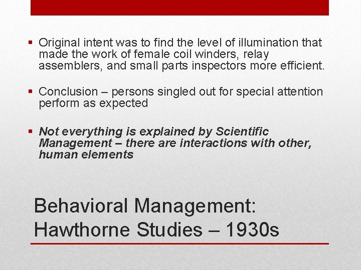§ Original intent was to find the level of illumination that made the work § Original intent was to find the level of illumination that made the work