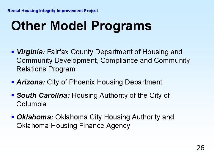Rental Housing Integrity Improvement Project Other Model Programs § Virginia: Fairfax County Department of Rental Housing Integrity Improvement Project Other Model Programs § Virginia: Fairfax County Department of