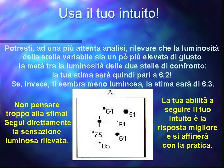 Usa il tuo intuito! Potresti, ad una più attenta analisi, rilevare che la luminosità