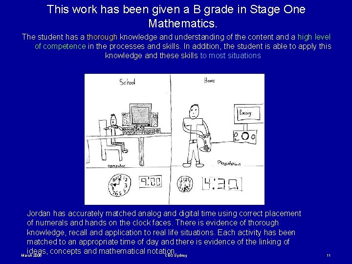 This work has been given a B grade in Stage One Mathematics. The student