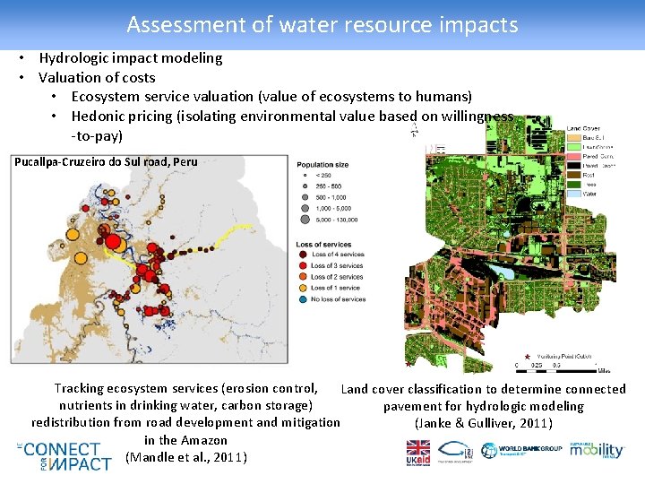 Assessment of water resource impacts • Hydrologic impact modeling • Valuation of costs •