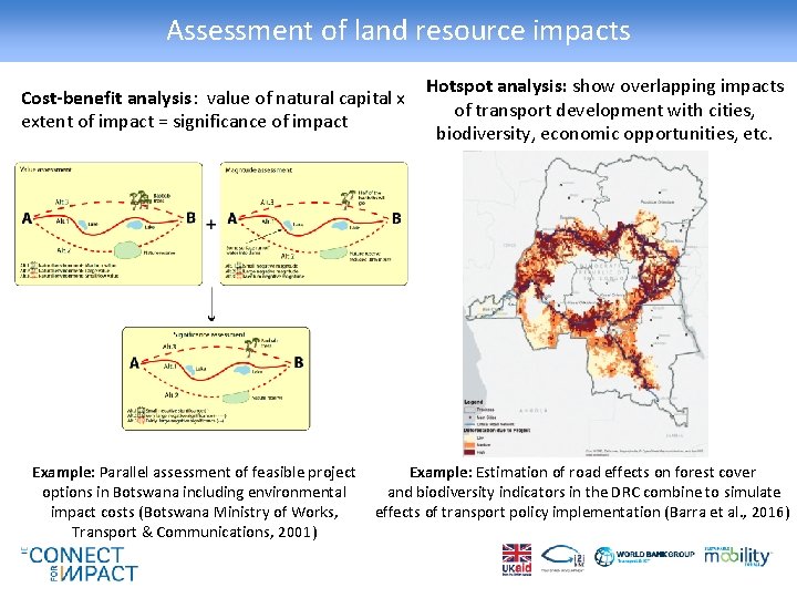 Assessment of land resource impacts Cost-benefit analysis: value of natural capital x extent of