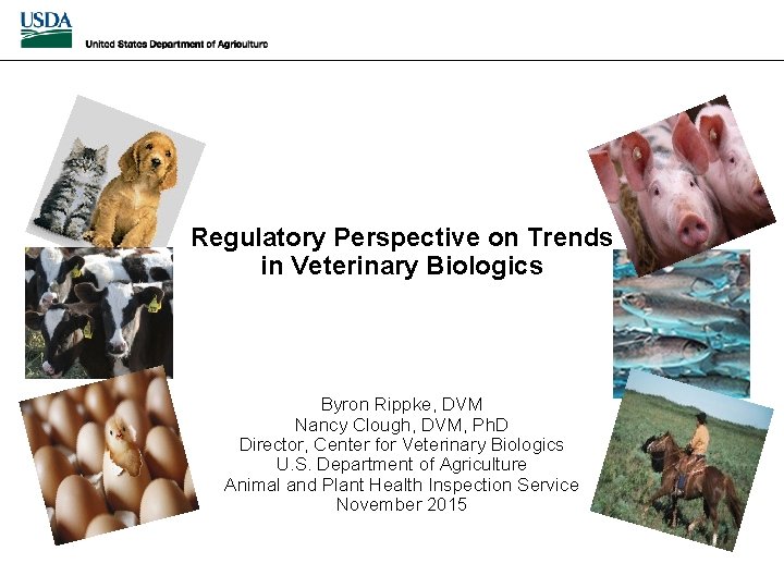 Regulatory Perspective on Trends in Veterinary Biologics Byron Rippke, DVM Nancy Clough, DVM, Ph.