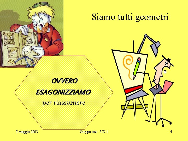 Siamo tutti geometri OVVERO ESAGONIZZIAMO per riassumere 5 maggio 2003 Gruppo teta - UD