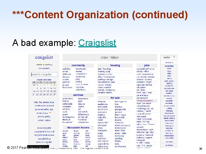 ***Content Organization (continued) A bad example: Craigslist 1 -36 © 2017 Pearson Education, Inc.