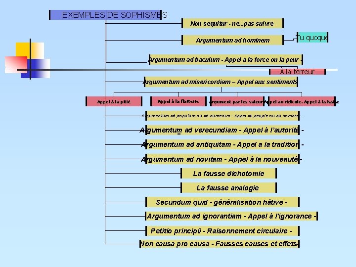 EXEMPLES DE SOPHISMES Non sequitur - ne. . . pas suivre Tu quoque Argumentum EXEMPLES DE SOPHISMES Non sequitur - ne. . . pas suivre Tu quoque Argumentum