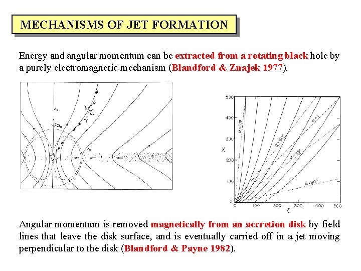 MECHANISMS OF JET FORMATION Energy and angular momentum can be extracted from a rotating