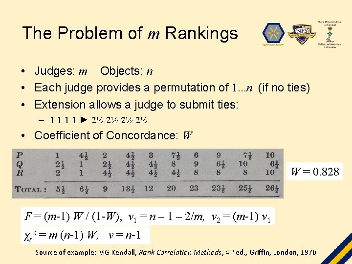 The Problem of m Rankings • Judges: m Objects: n • Each judge provides