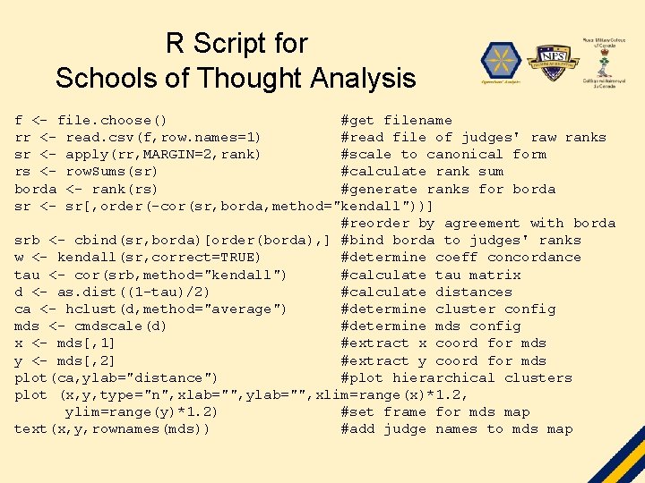 R Script for Schools of Thought Analysis f <- file. choose() #get filename rr