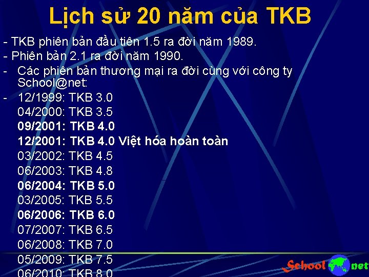 Lịch sử 20 năm của TKB phiên bản đầu tiên 1. 5 ra đời