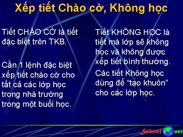 Xếp tiết Chào cờ, Không học Tiết CHÀO CỜ là tiết đặc biệt trên