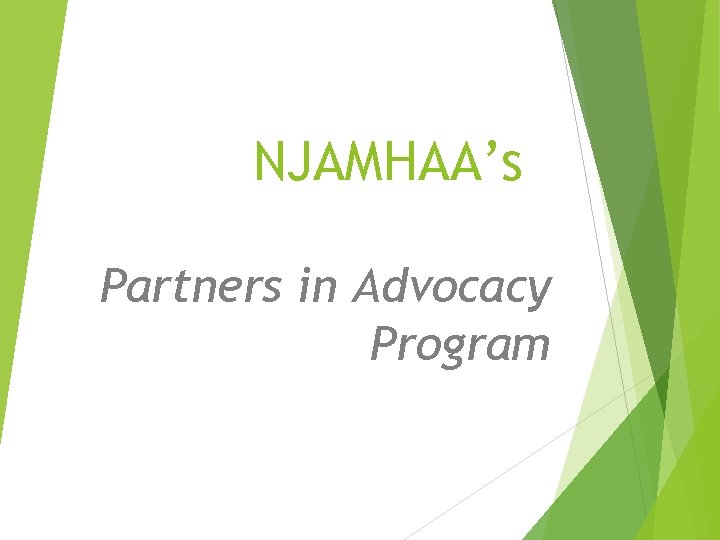 NJAMHAA’s Partners in Advocacy Program 