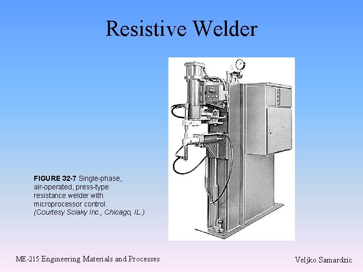 Resistive Welder FIGURE 32 -7 Single-phase, air-operated, press-type resistance welder with microprocessor control. (Courtesy Resistive Welder FIGURE 32 -7 Single-phase, air-operated, press-type resistance welder with microprocessor control. (Courtesy