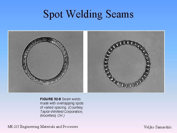 Spot Welding Seams FIGURE 32 -8 Seam welds made with overlapping spots of varied Spot Welding Seams FIGURE 32 -8 Seam welds made with overlapping spots of varied