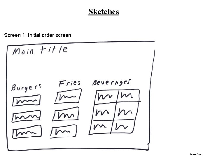 Sketches Screen 1: Initial order screen James Tam 