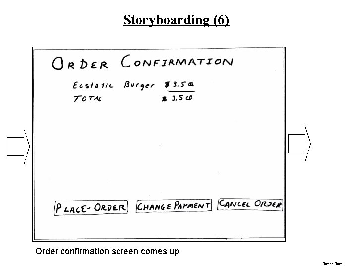 Storyboarding (6) Order confirmation screen comes up James Tam 