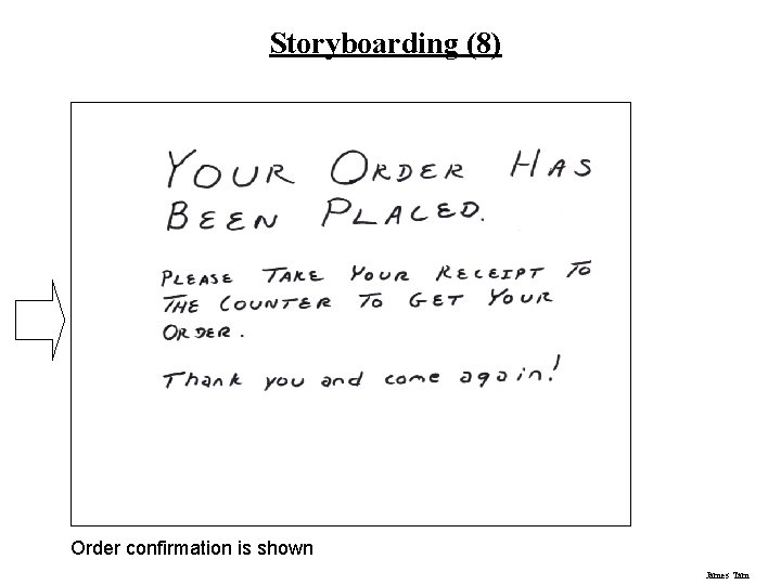 Storyboarding (8) Order confirmation is shown James Tam 