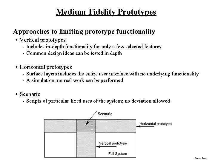Medium Fidelity Prototypes Approaches to limiting prototype functionality • Vertical prototypes - Includes in-depth