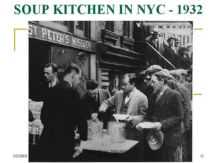 SOUP KITCHEN IN NYC - 1932 5/25/2021 MAH - CH 14 - THE GREAT