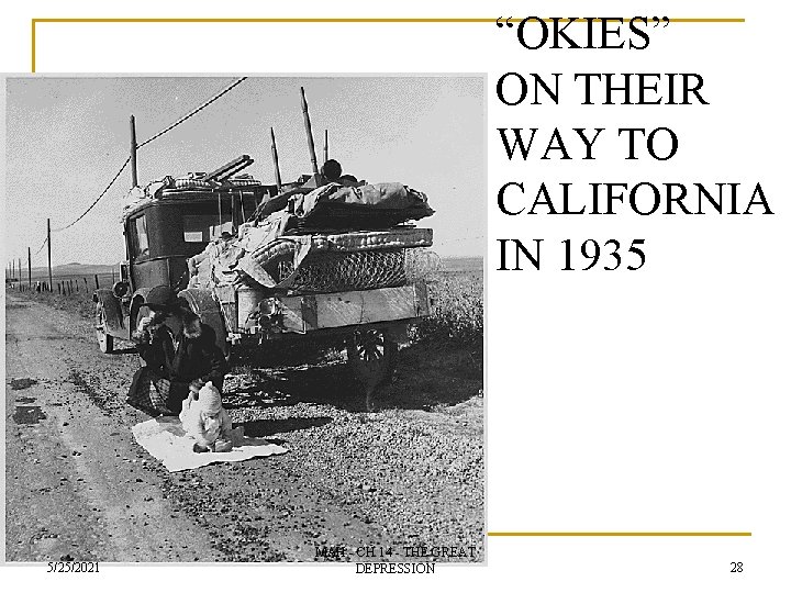 “OKIES” ON THEIR WAY TO CALIFORNIA IN 1935 5/25/2021 MAH - CH 14 -
