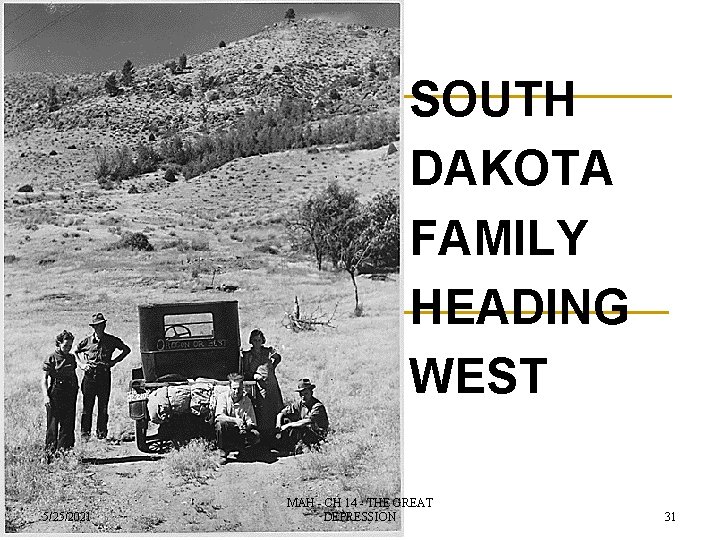 SOUTH DAKOTA FAMILY HEADING WEST 5/25/2021 MAH - CH 14 - THE GREAT DEPRESSION