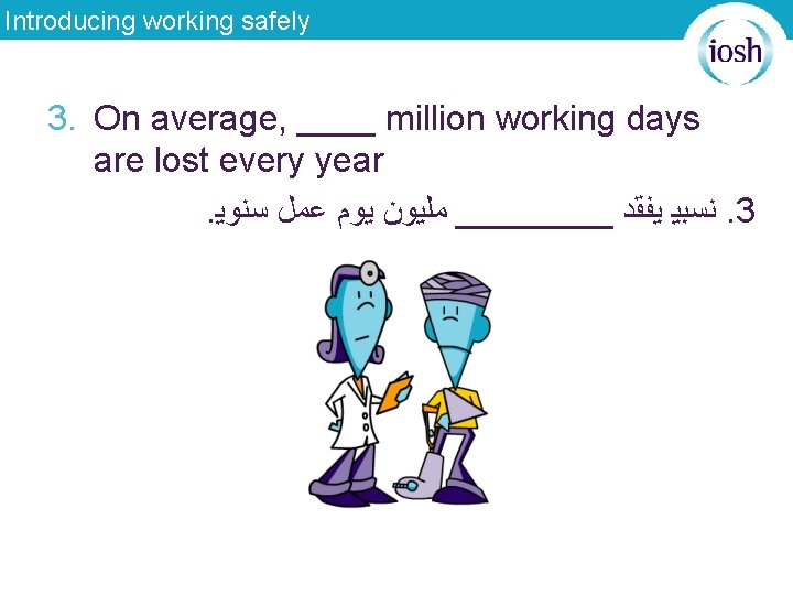 Introducing working safely 3. On average, ____ million working days are lost every year.