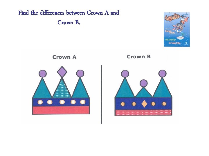 Find the differences between Crown A and Crown B. 