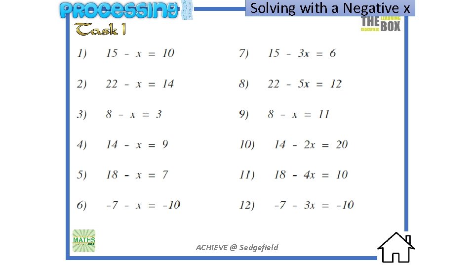 Solving with a Negative x ACHIEVE @ Sedgefield Solving with a Negative x ACHIEVE @ Sedgefield