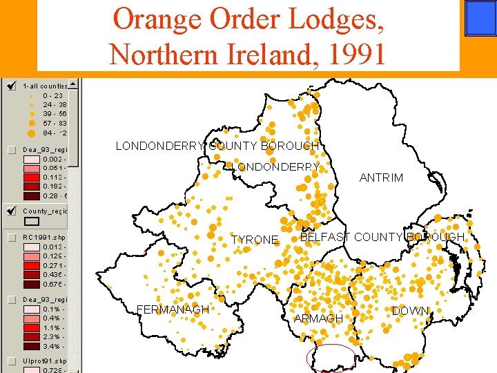 Orange Order Lodges, Northern Ireland, 1991 