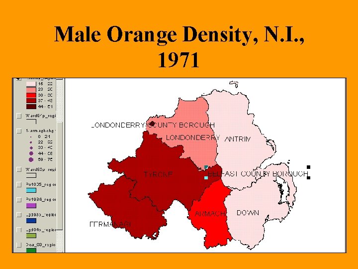 Male Orange Density, N. I. , 1971 