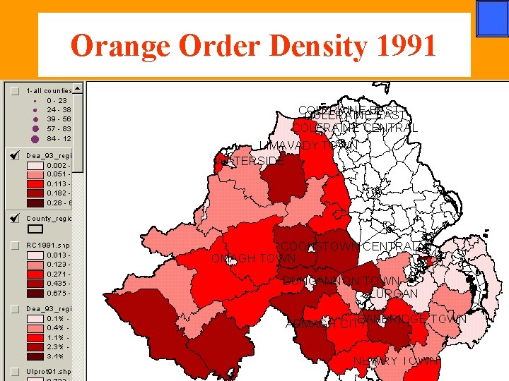 Orange Order Density 1991 