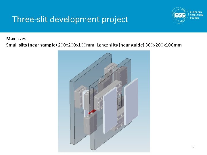 Three-slit development project Max sizes: Small slits (near sample) 200 x 100 mm Large