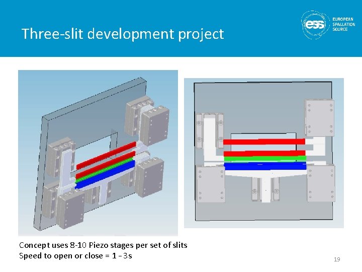 Three-slit development project Concept uses 8 -10 Piezo stages per set of slits Speed