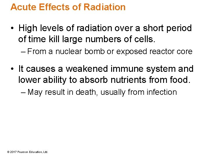Acute Effects of Radiation • High levels of radiation over a short period of Acute Effects of Radiation • High levels of radiation over a short period of