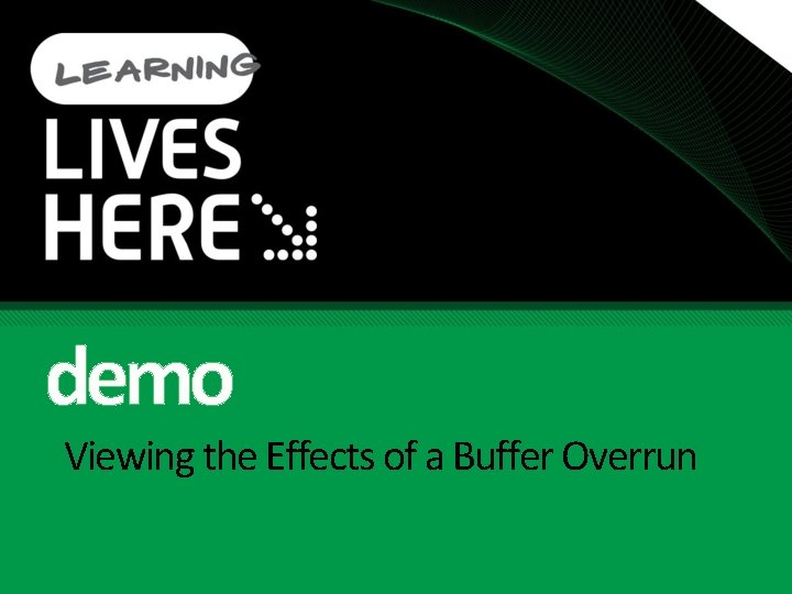 demo Viewing the Effects of a Buffer Overrun 