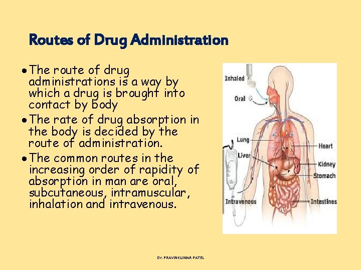 Routes of Drug Administration The route of drug administrations is a way by which