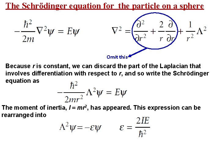 The Schrödinger equation for the particle on a sphere Omit this Because r is
